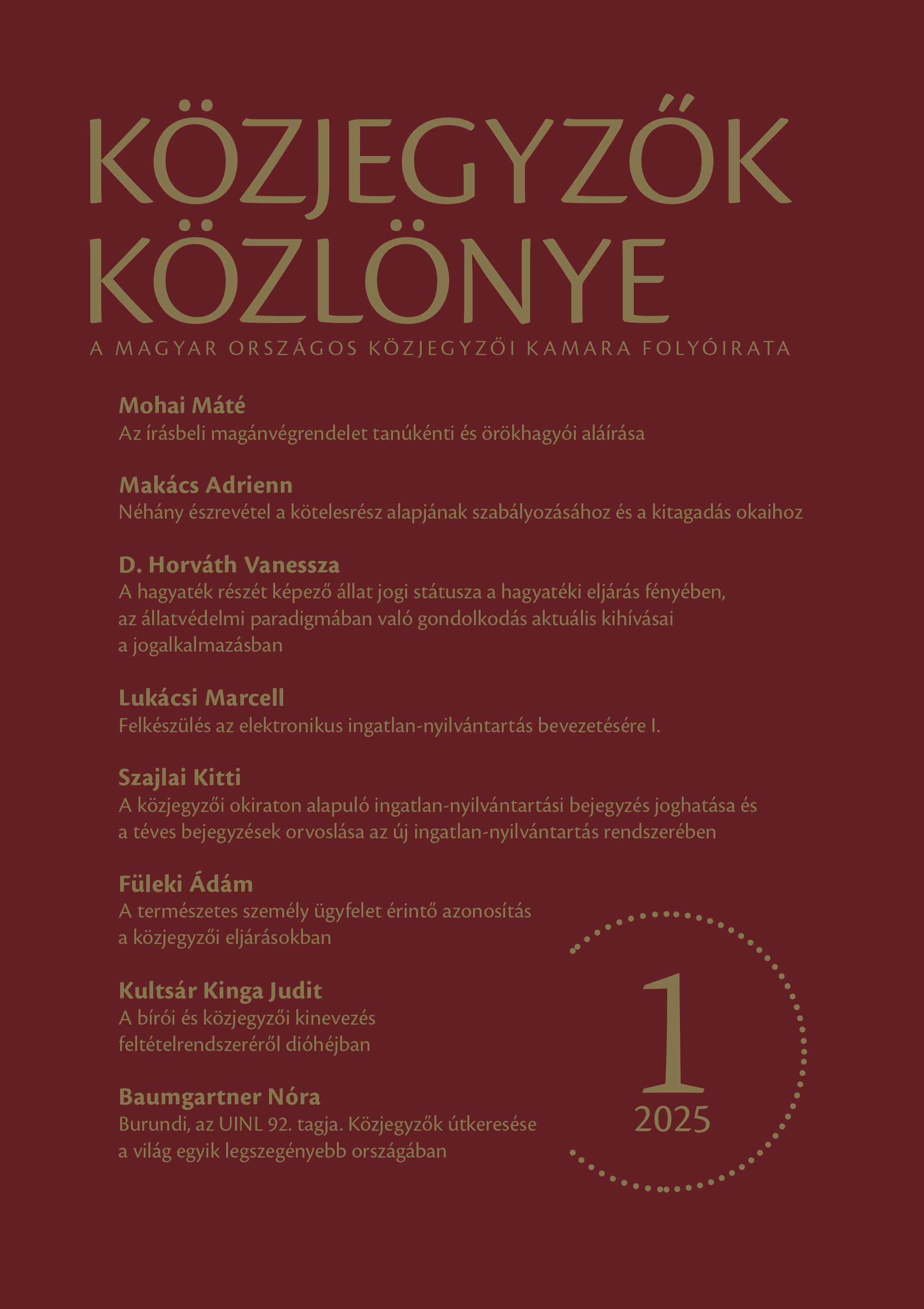 Közjegyzők Közlönye